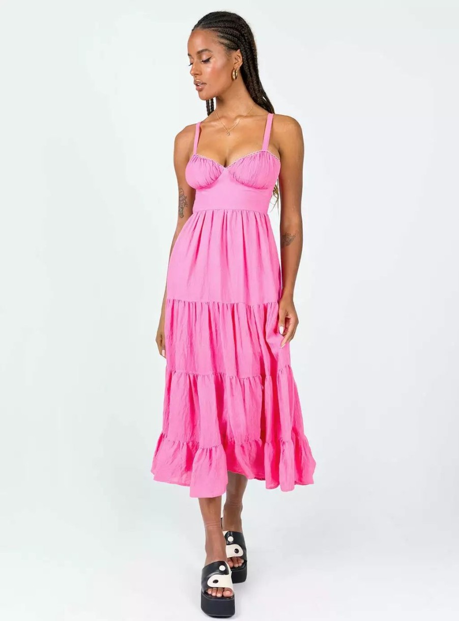 Maxi & Midi Dresses * | Princess Polly Joella Midi Dress Pink