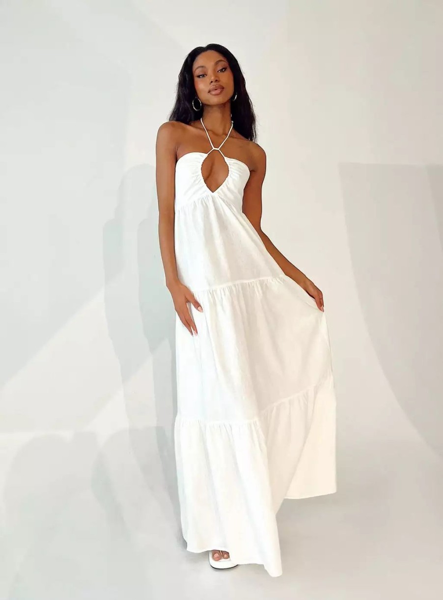 Maxi & Midi Dresses * | Princess Polly Lincoln Maxi Dress White