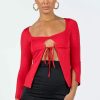 Woven Tops * | Princess Polly Lower Impact Corabelle Tie Up Top Red