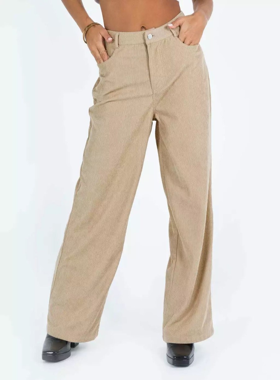 Pants * | Princess Polly Frannie Corduroy Pants Cream