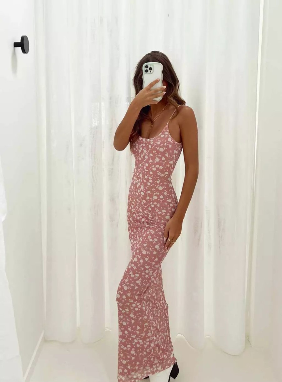 Maxi & Midi Dresses * | Princess Polly Lower Impact Knox Maxi Dress Pink Floral