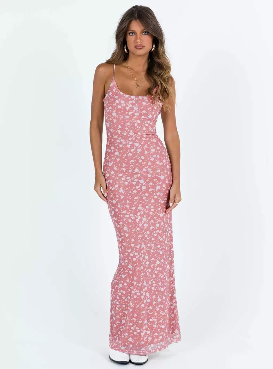 Maxi & Midi Dresses * | Princess Polly Lower Impact Knox Maxi Dress Pink Floral