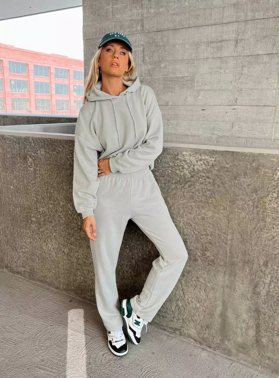 Pants * | Princess Polly Lower Impact Arya Straight Leg Track Pants Grey