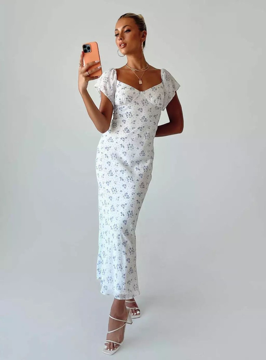 Maxi & Midi Dresses * | Princess Polly Hera Maxi Dress White Floral