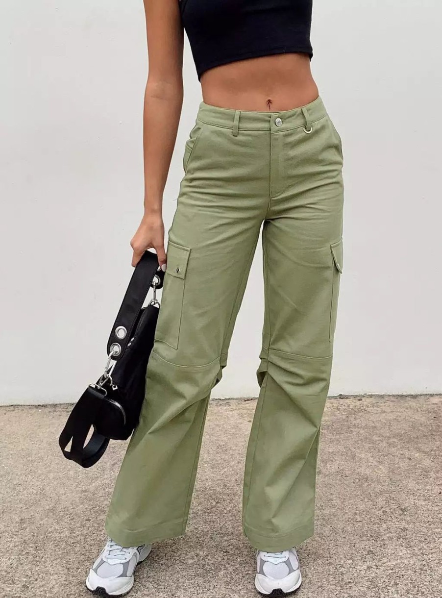 Pants * | Princess Polly Fallout Mid Rise Cargo Pants Green