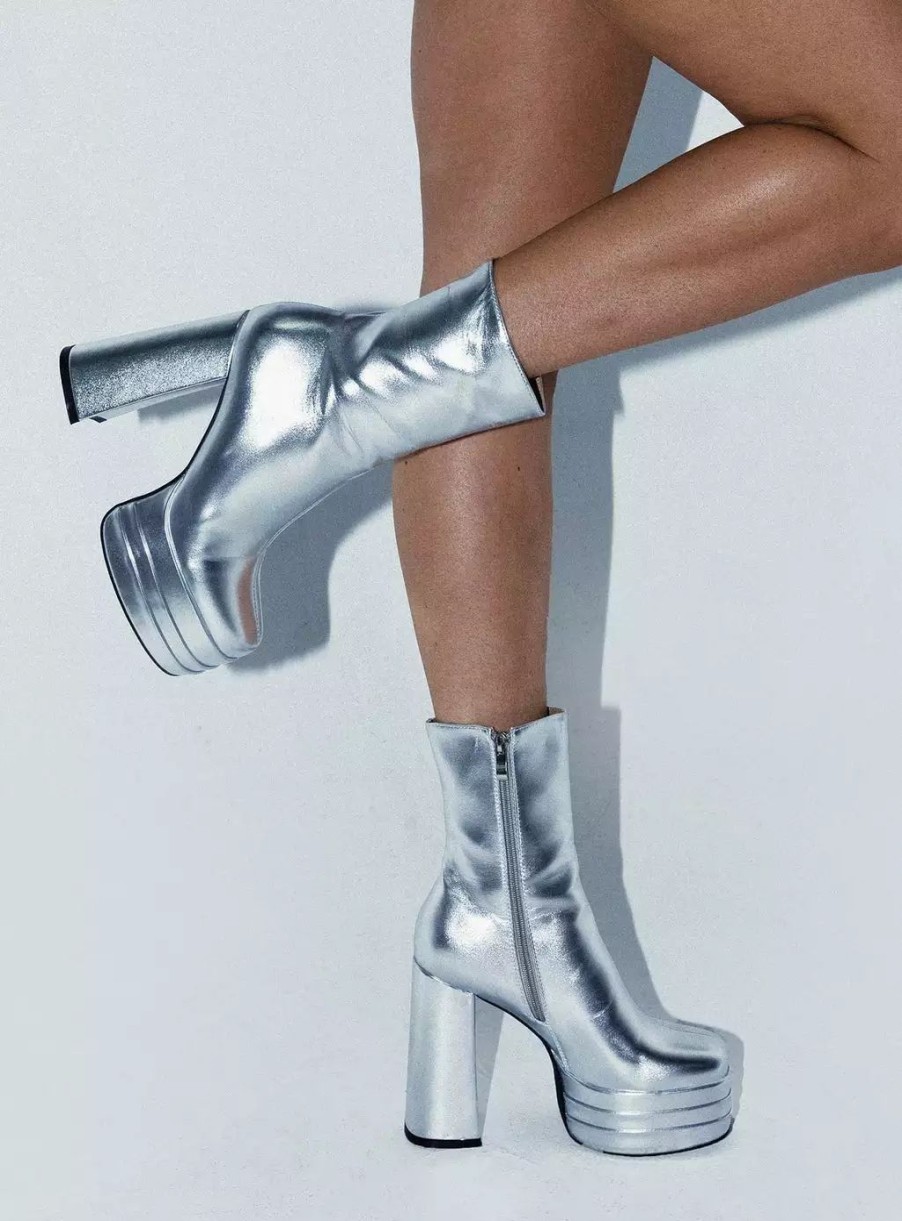 Boots * | Princess Polly Ricardo Platform Ankle Boot Chrome