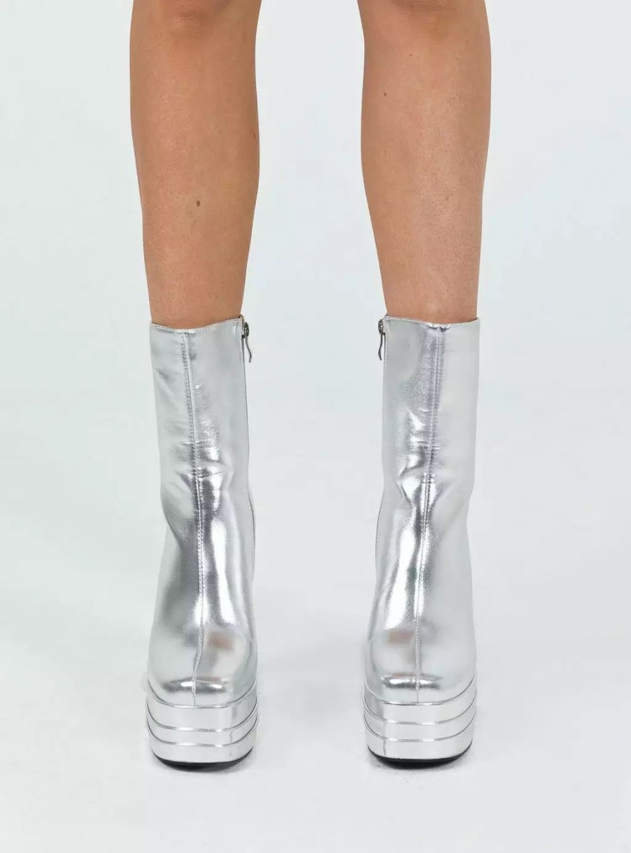 Boots * | Princess Polly Ricardo Platform Ankle Boot Chrome