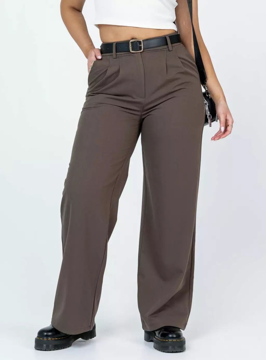 Pants * | Princess Polly Archer Pants Dark Brown