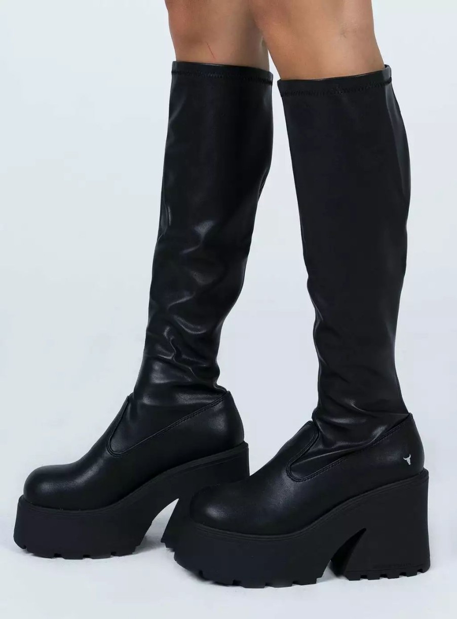 Boots * | Windsor Smith Fuse Black Stretch Sock Boot