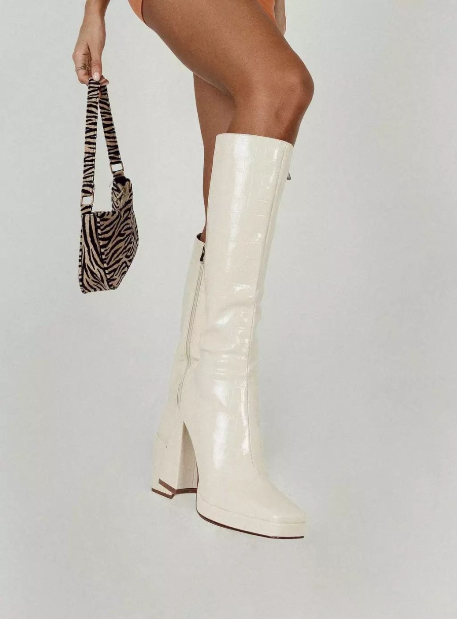 Boots * | Princess Polly Montgomery Boot Cream Croc