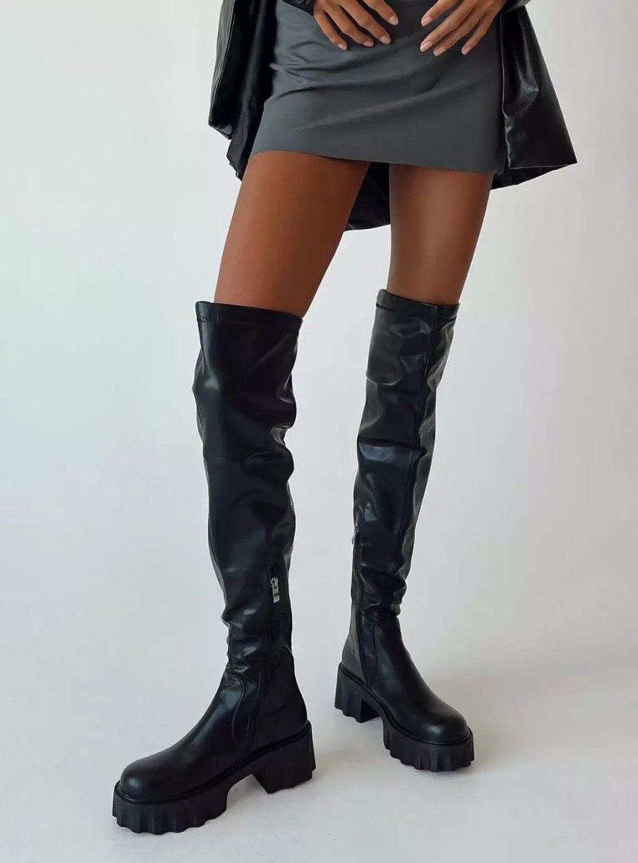 Boots * | Princess Polly Costello Over The Knee Boots Black