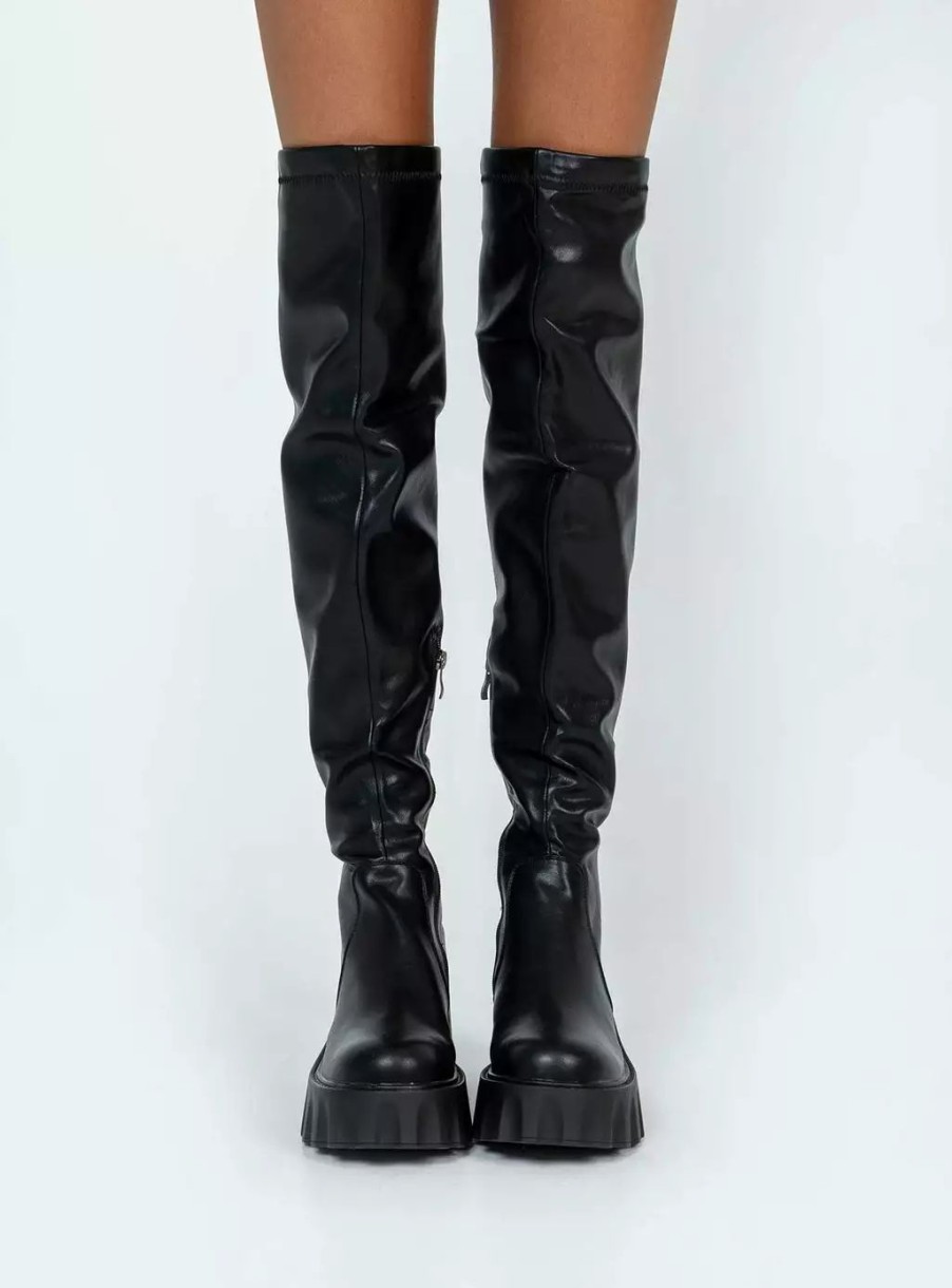 Boots * | Princess Polly Costello Over The Knee Boots Black