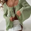 Woven Tops * | Princess Polly Avona Long Sleeve Top Green