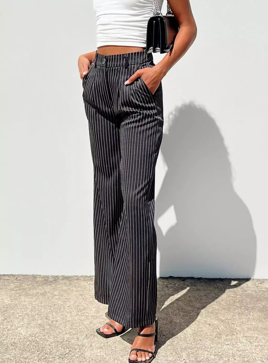 Pants * | Princess Polly Archer Pants Pinstripe Black