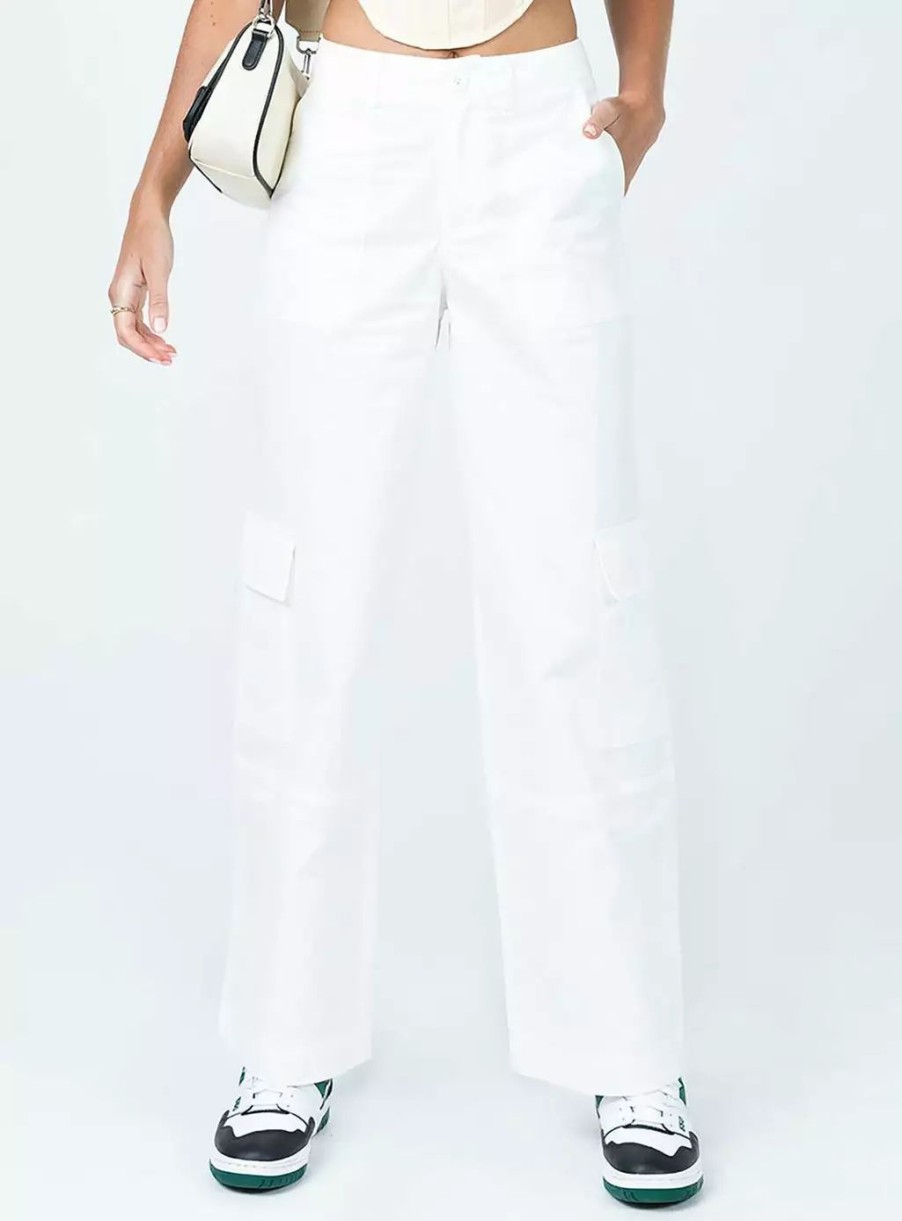 Pants * | Princess Polly Luna Mid Rise Cargo Pant Off White