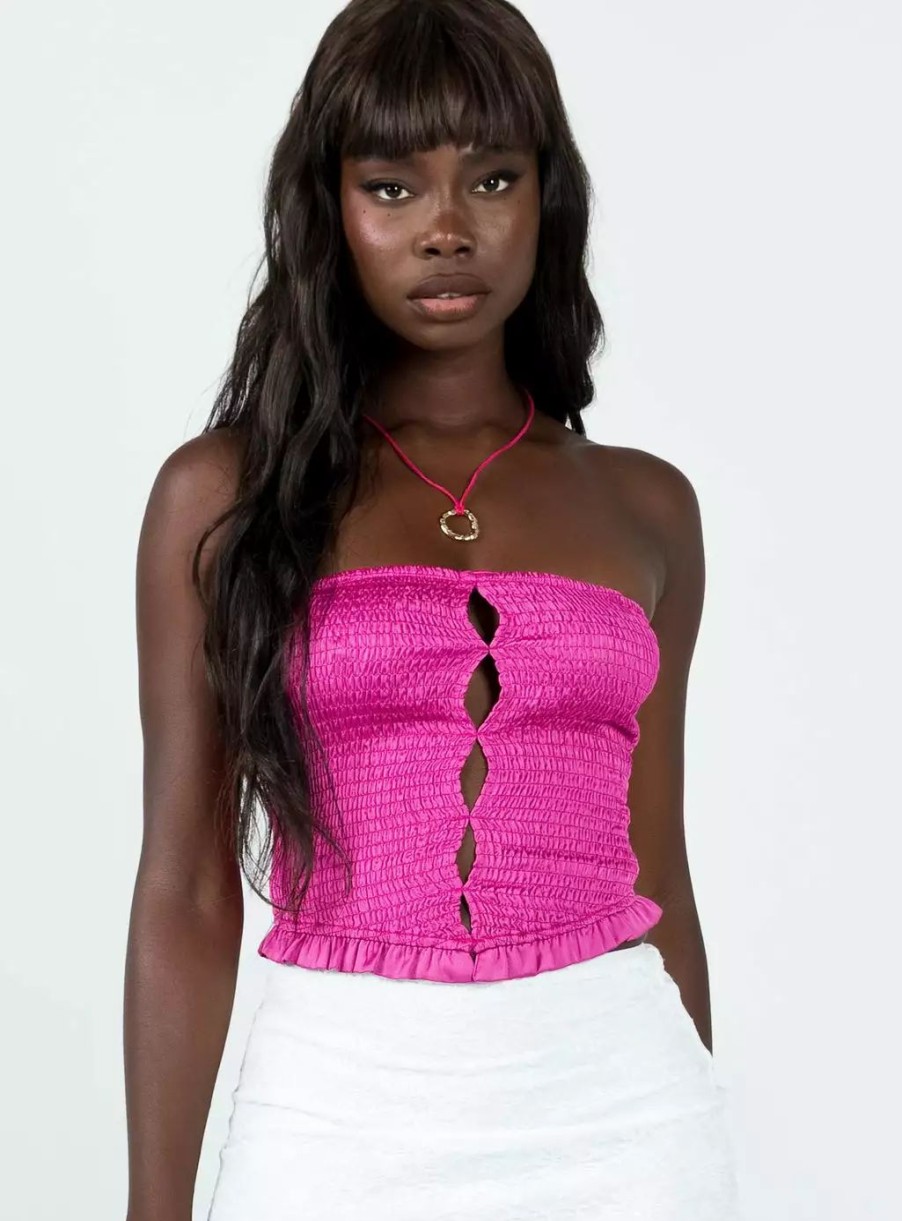 Woven Tops * | Princess Polly Lower Impact Bambury Tube Top Pink