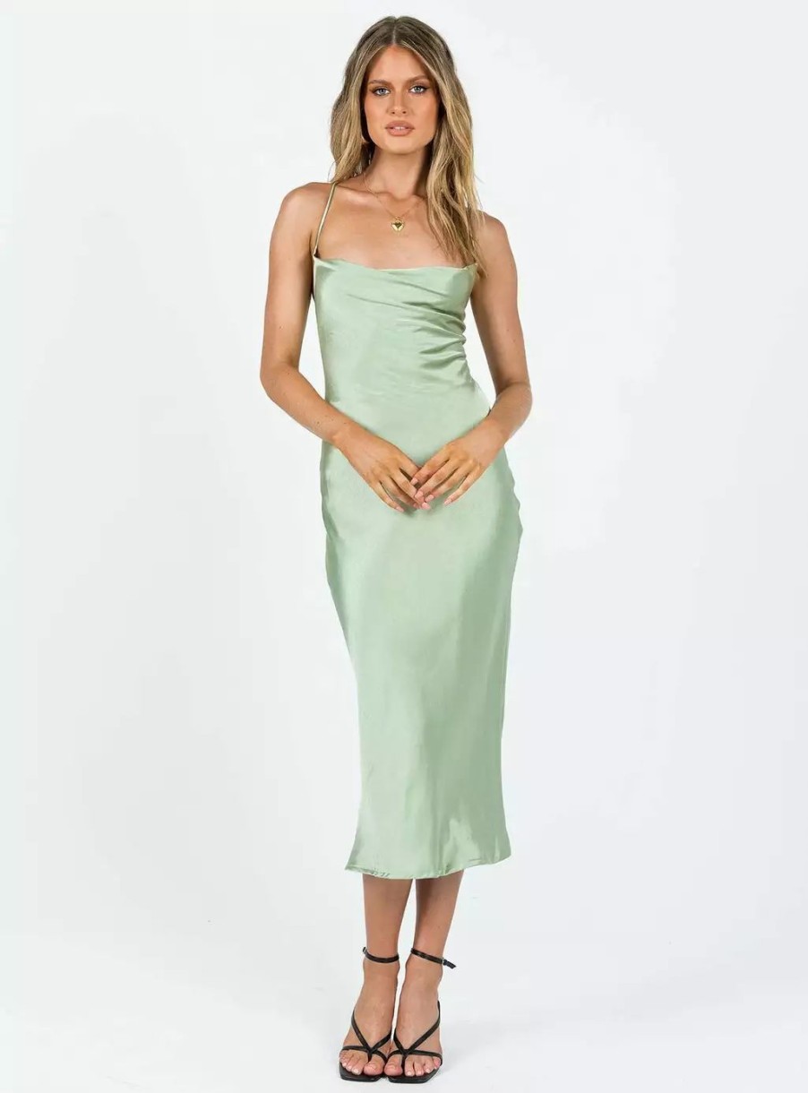 Maxi & Midi Dresses * | Princess Polly Lower Impact Fallyn Midi Dress Green