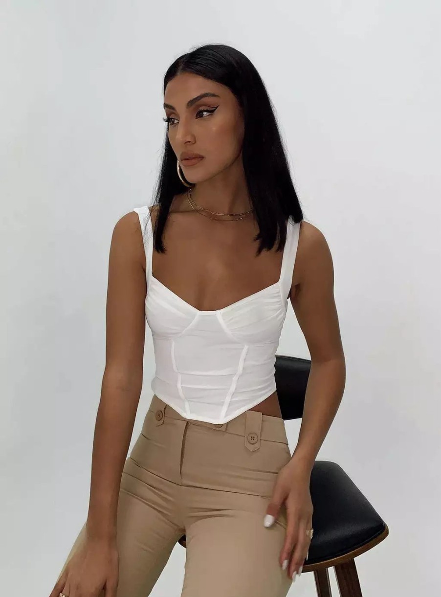 Woven Tops * | Princess Polly Lower Impact Bruna Top White Low Impact