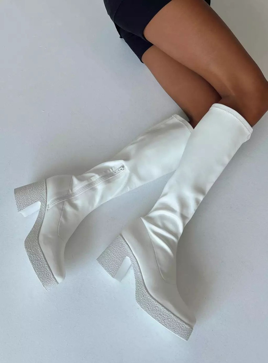 Boots * | Princess Polly Westcott Knee High Boots White