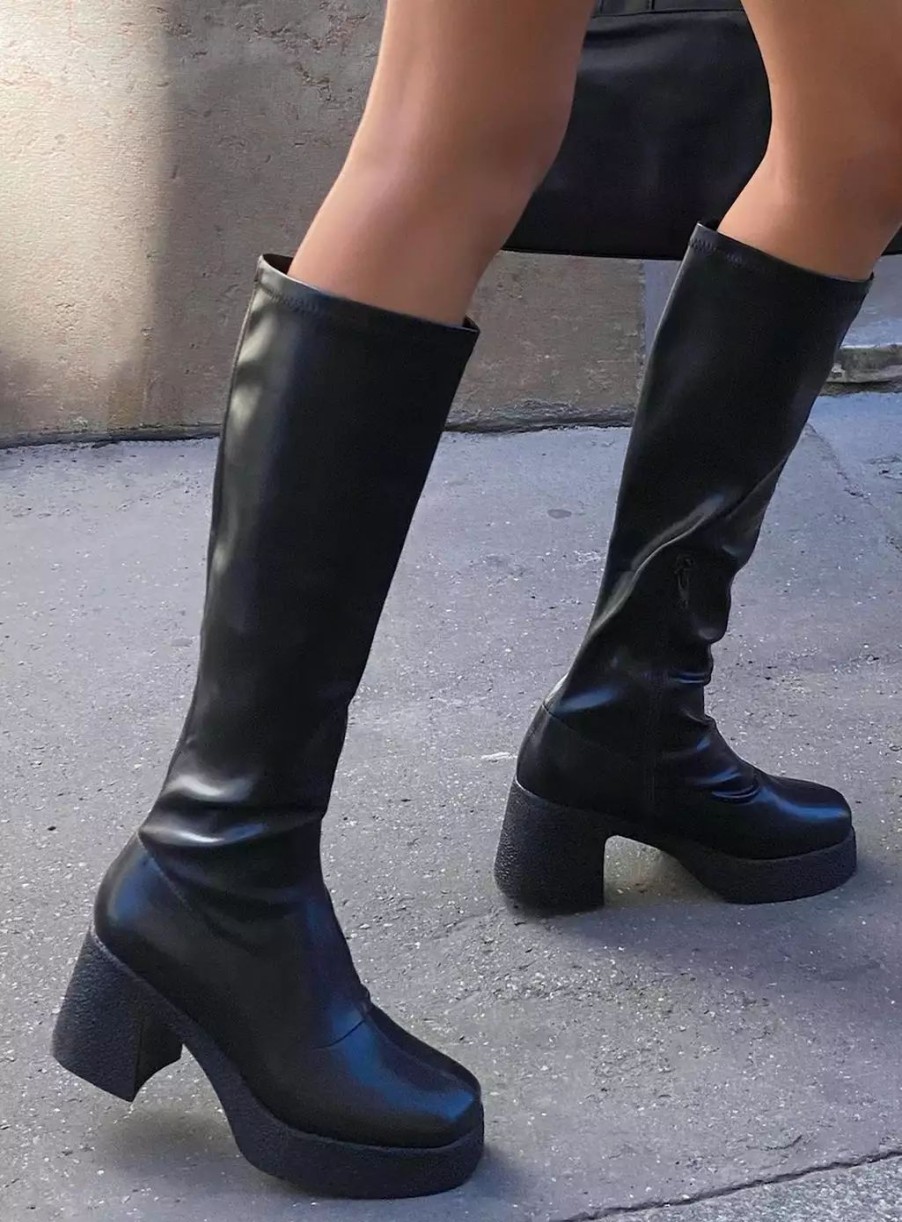 Boots * | Princess Polly Westcott Knee High Boots Black