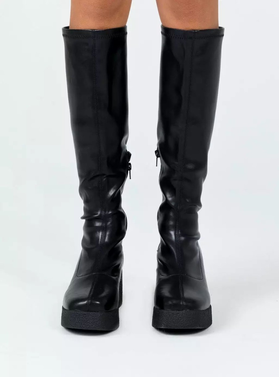 Boots * | Princess Polly Westcott Knee High Boots Black