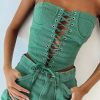 Woven Tops * | Lioness East Gate Corset Forest Green