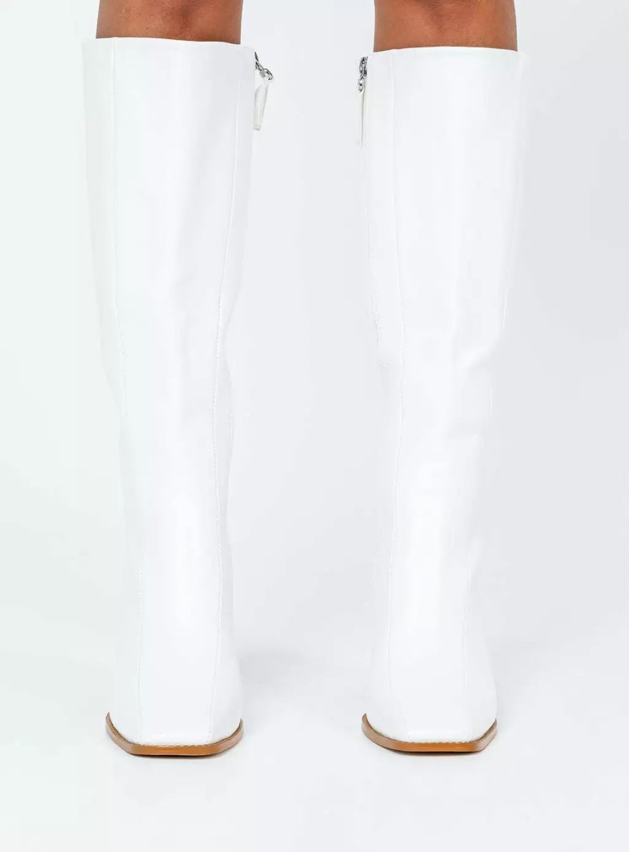 Boots * | Princess Polly Jessa Boots Matte White Pu