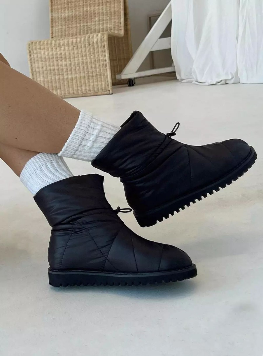 Boots * | Princess Polly Higgins Quilted Ankle Boots Black