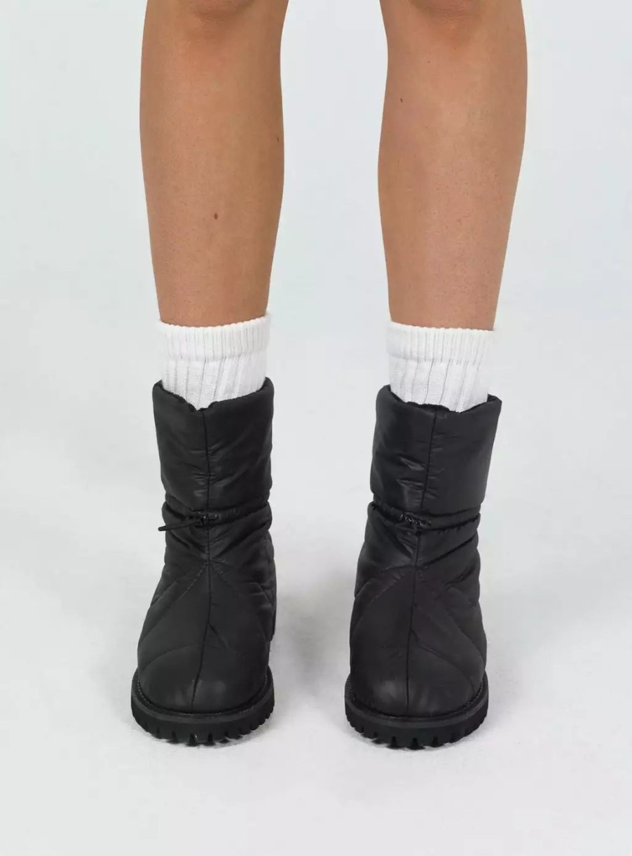 Boots * | Princess Polly Higgins Quilted Ankle Boots Black