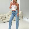 Jeans * | Princess Polly Tall Holly Asymmetric Straight Leg Jean Light Wash Tall