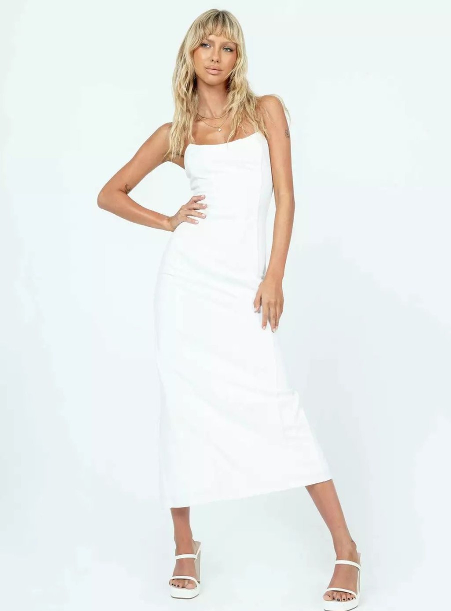 Maxi & Midi Dresses * | Princess Polly Tristan Midi Dress White