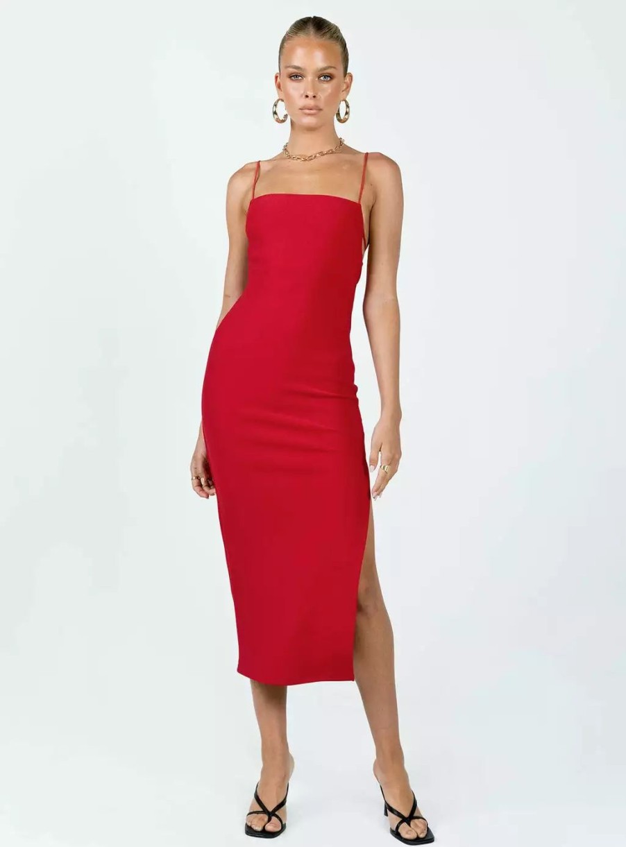 Maxi & Midi Dresses * | Princess Polly Anito Midi Dress Red