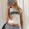 Graphic Tops * | Princess Polly Destination California Tee Grey