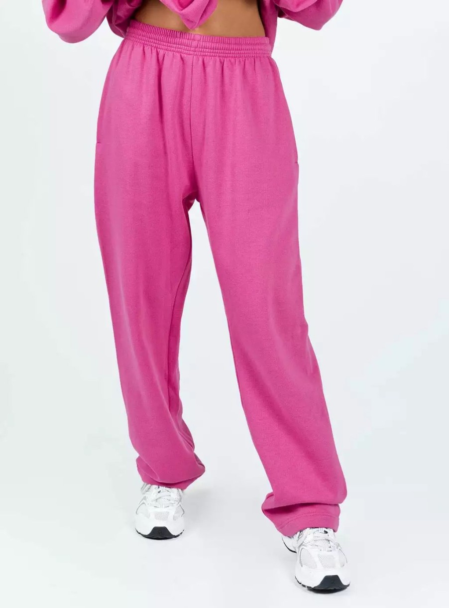 Pants * | Princess Polly Lower Impact Arya Straight Leg Track Pants Pink