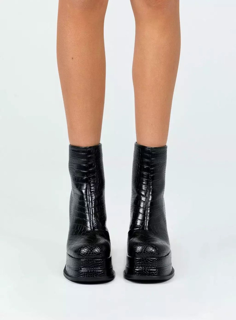 Boots * | Princess Polly Benon Platform Ankle Boots Black