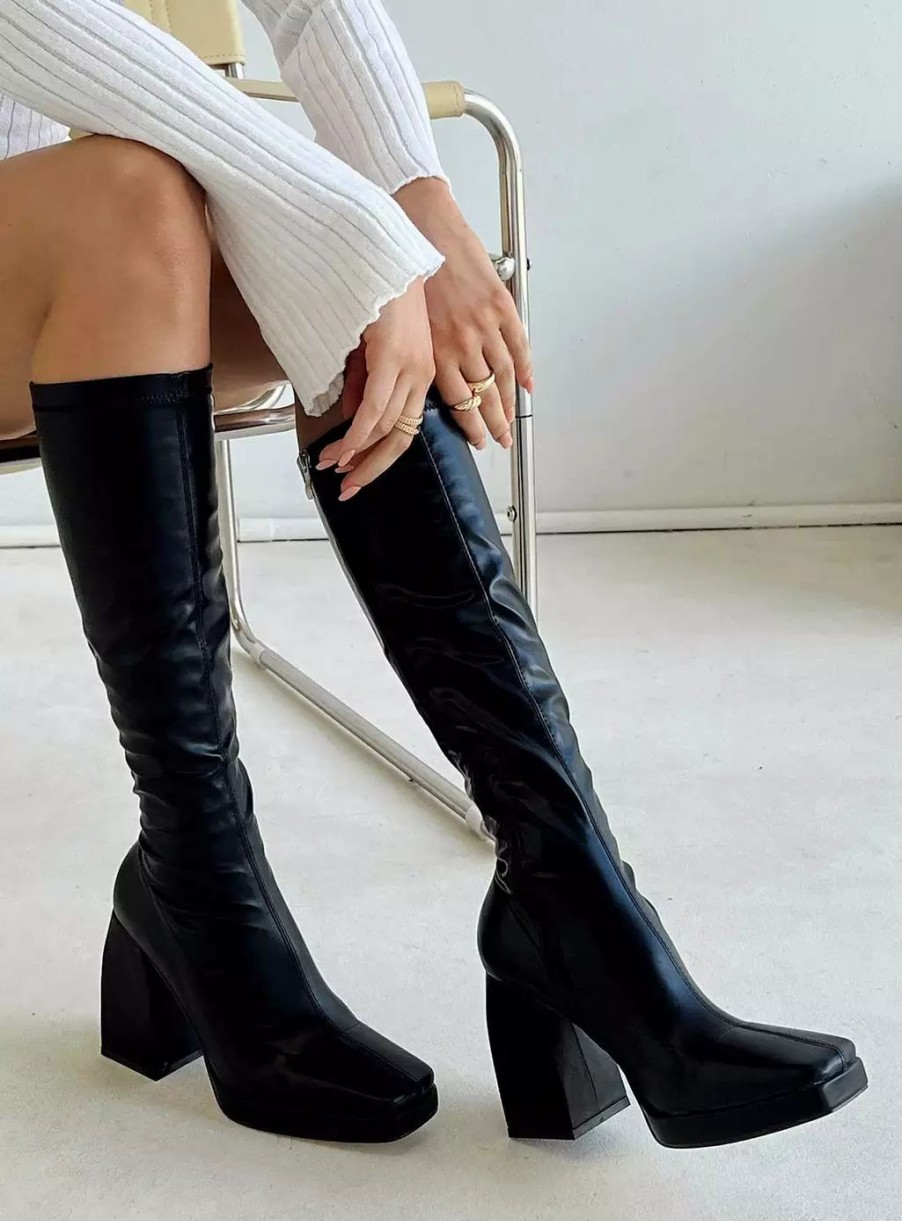 Boots * | Princess Polly Zayas Knee High Boots Black