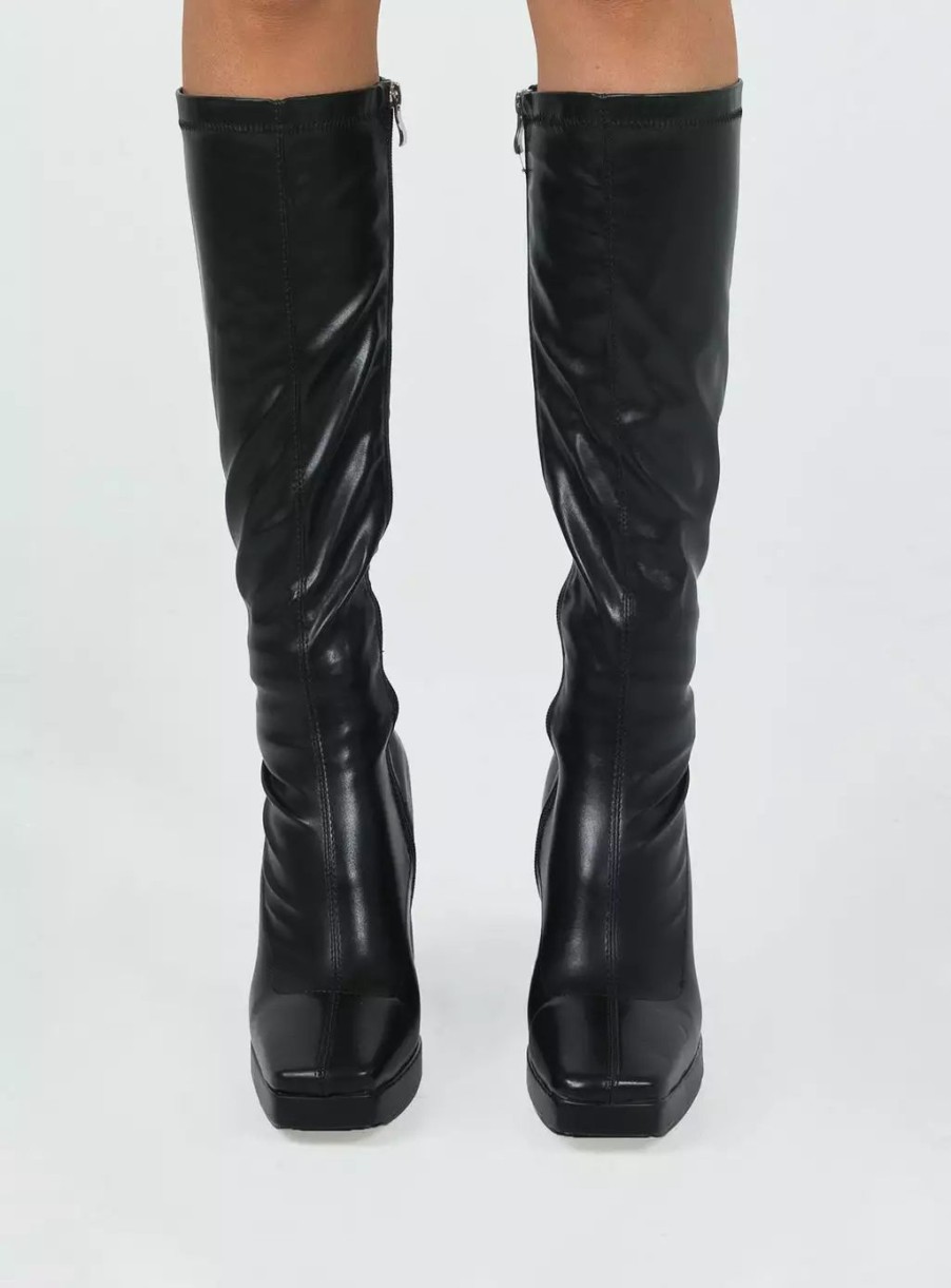 Boots * | Princess Polly Zayas Knee High Boots Black