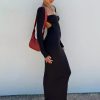 Maxi & Midi Dresses * | Princess Polly Lower Impact Dorado Long Sleeve Midi Dress Black