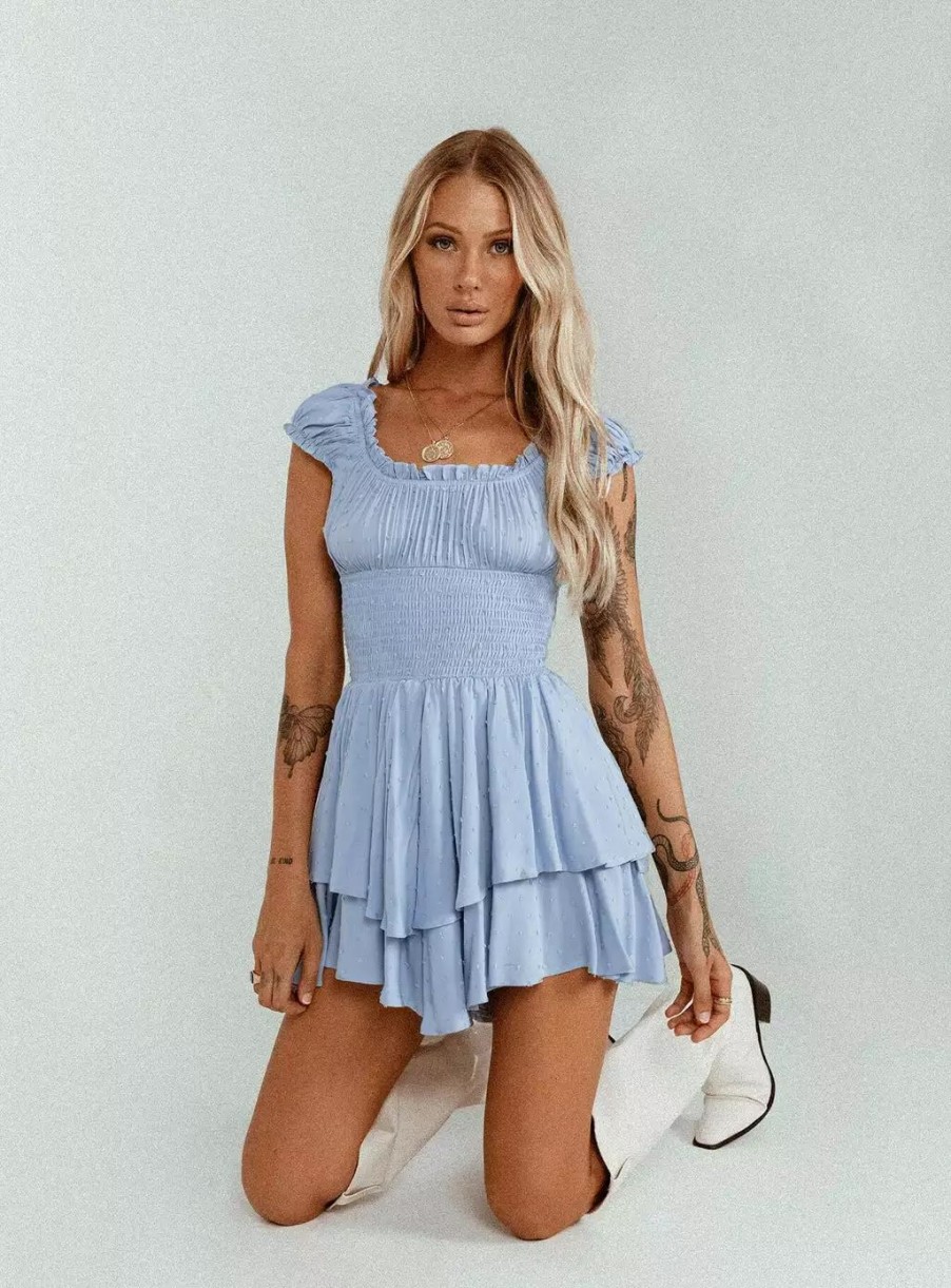 Playsuits * | Princess Polly Lower Impact The Love Galore Romper Blue