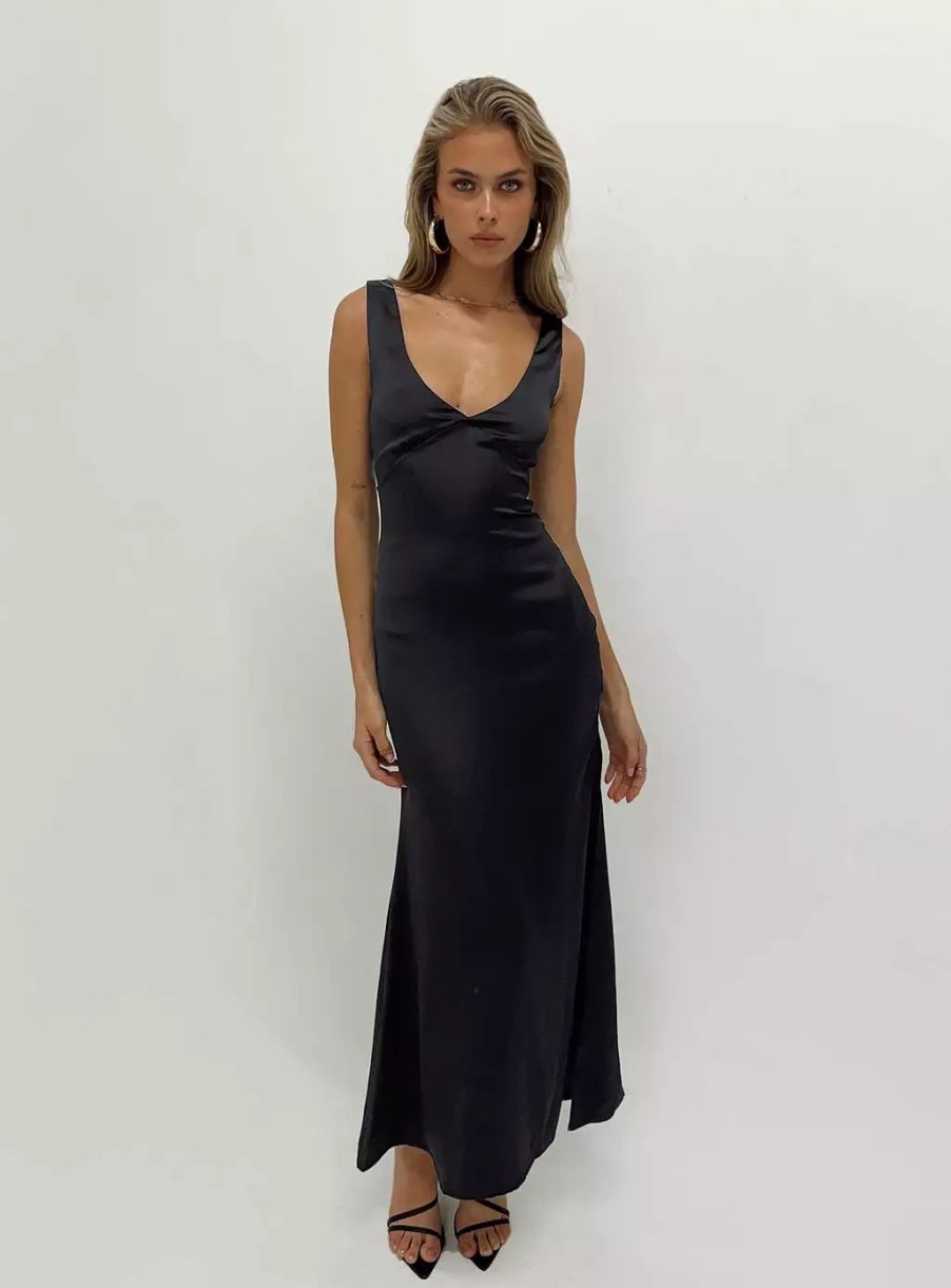 Maxi & Midi Dresses * | Princess Polly Lower Impact Lynsey Midi Dress Black