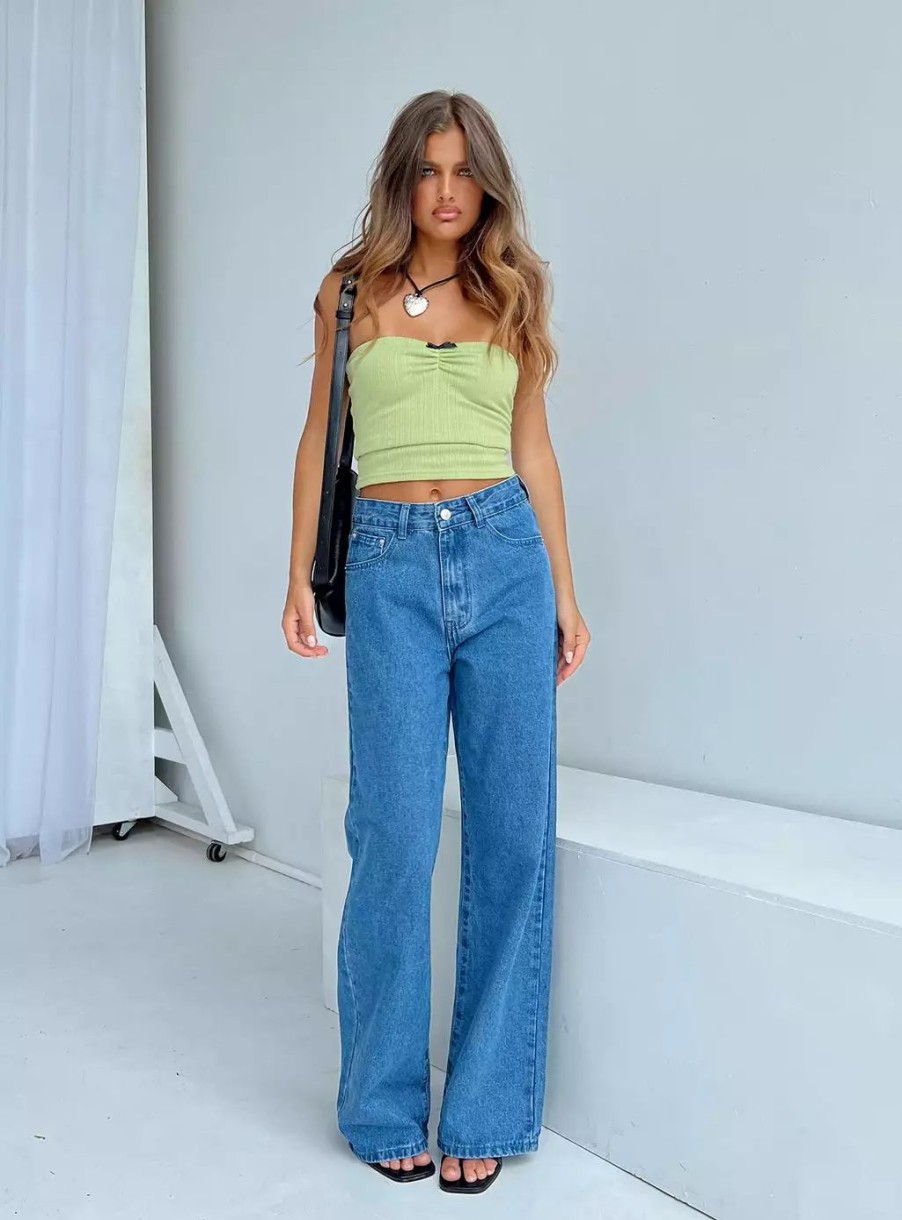 Jeans * | Princess Polly Eugarie Wide Leg Jeans Mid Wash Denim