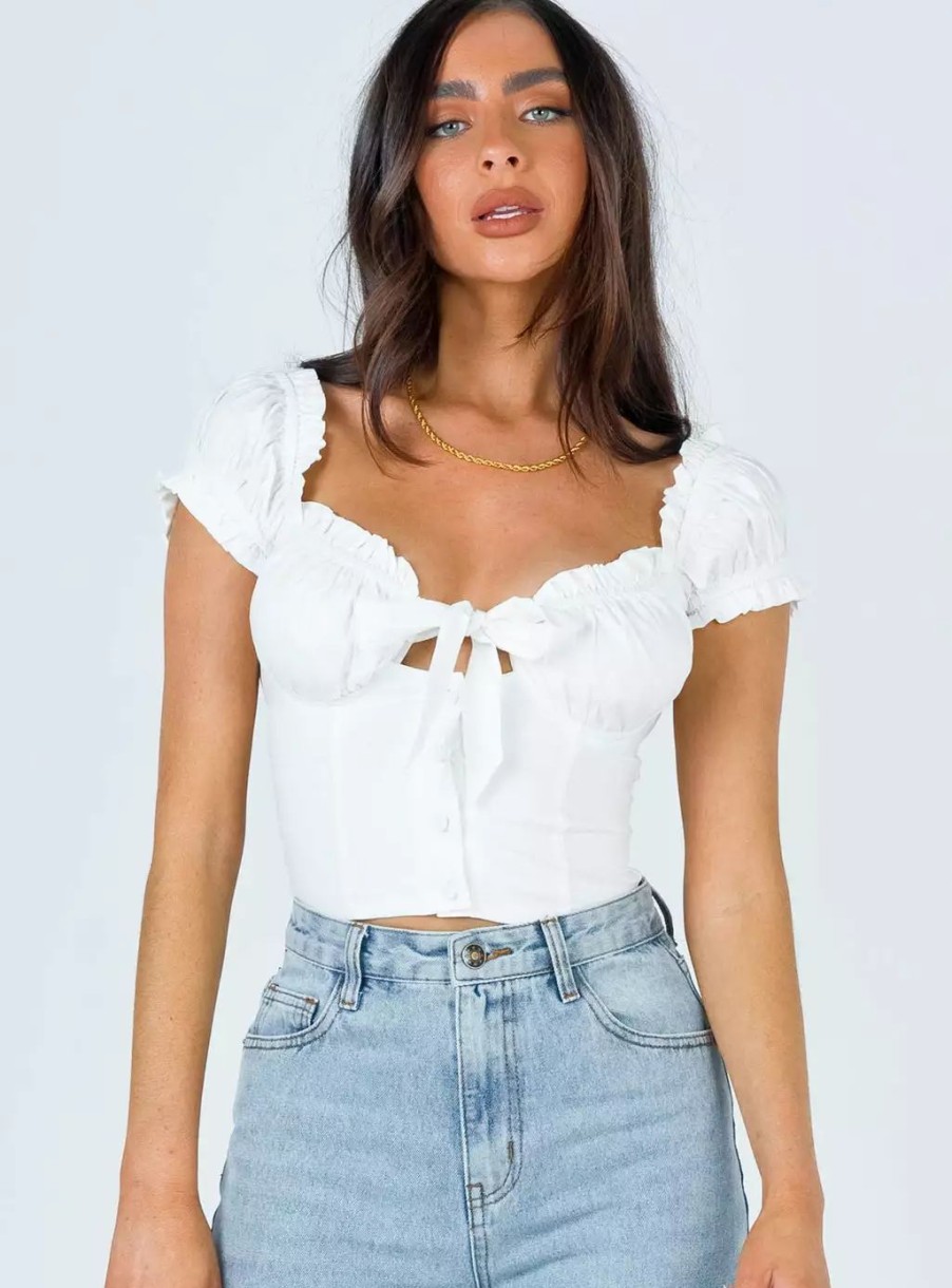 Woven Tops * | Princess Polly Elouise Crop Top White