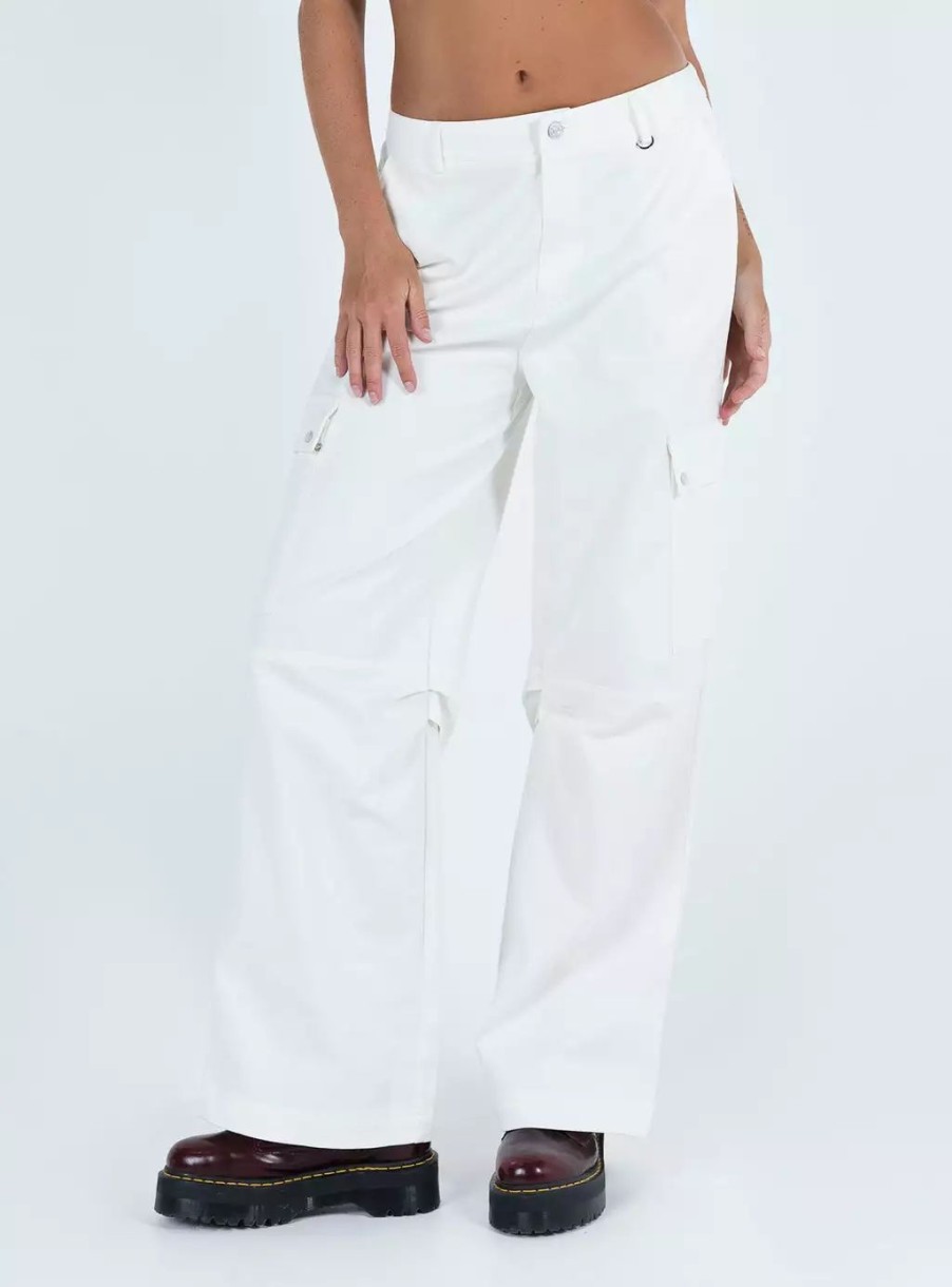 Pants * | Princess Polly Tall Fallout Mid Rise Cargo Pants White Tall