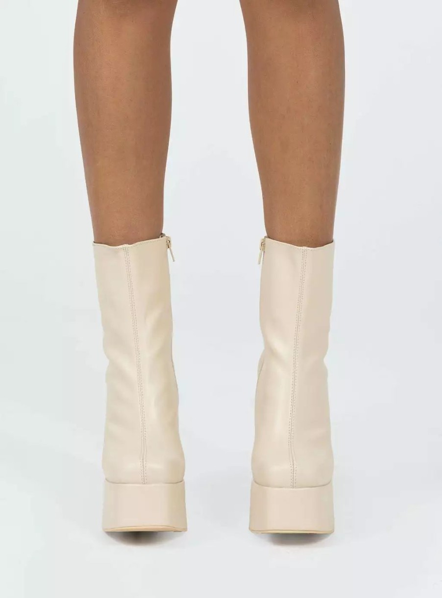 Boots * | Princess Polly Lower Impact Garvie Platform Boots Cream