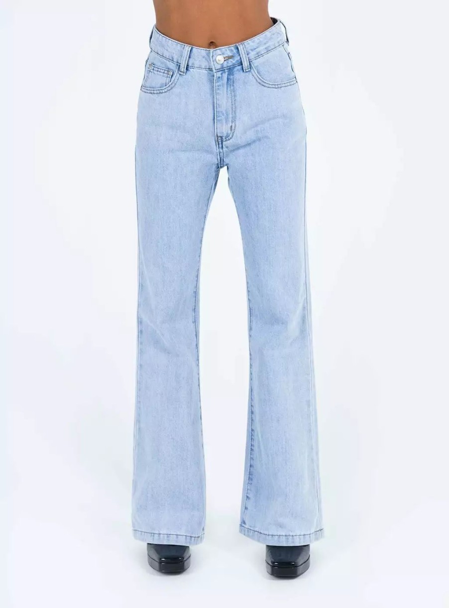 Jeans * | Princess Polly Zelkova Flared Jeans Mid Wash Denim