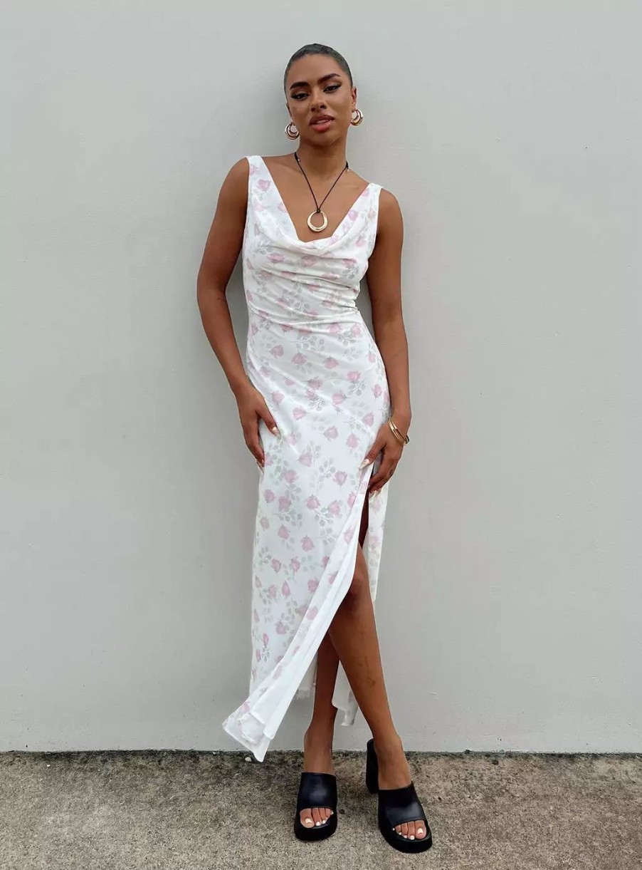 Maxi & Midi Dresses * | Princess Polly Asbyn Maxi Dress White Floral