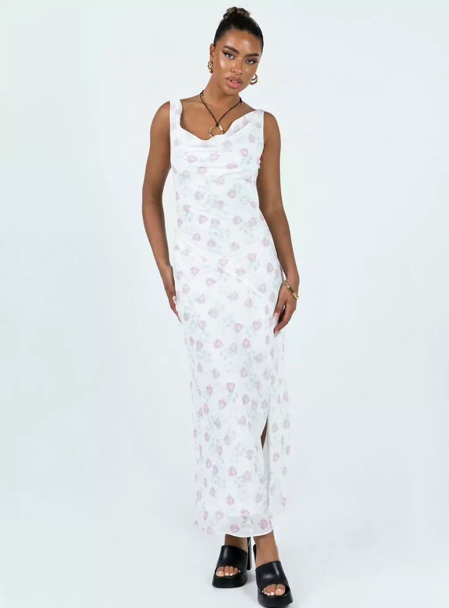 Maxi & Midi Dresses * | Princess Polly Asbyn Maxi Dress White Floral