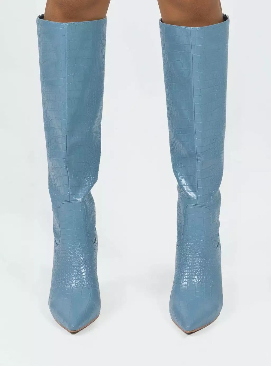 Boots * | Princess Polly Kathleen Knee High Boot Blue