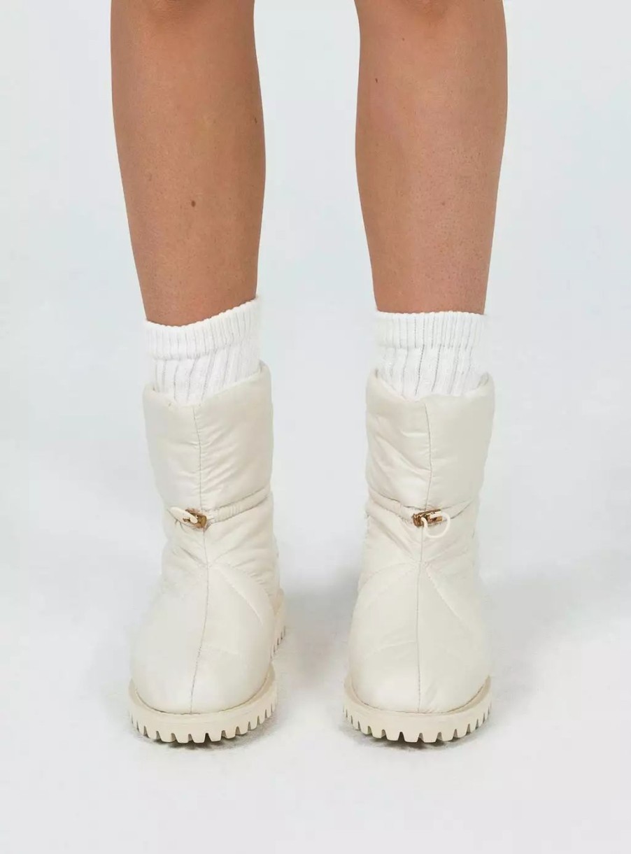 Boots * | Princess Polly Higgins Quilted Ankle Boots Beige