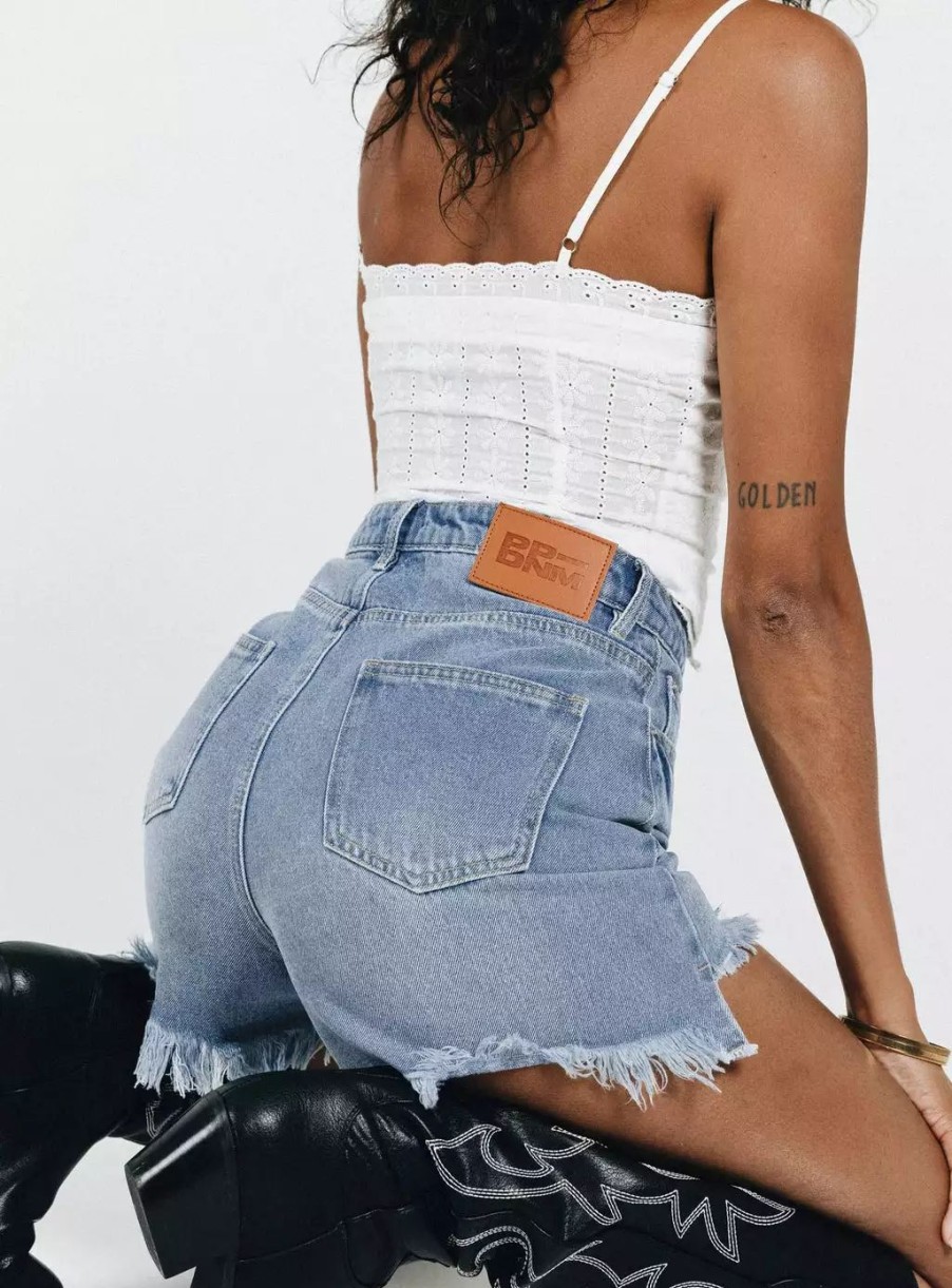 Shorts * | Princess Polly Kalynda Denim Shorts Mid Wash Blue